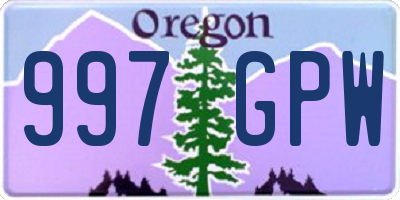 OR license plate 997GPW
