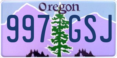 OR license plate 997GSJ