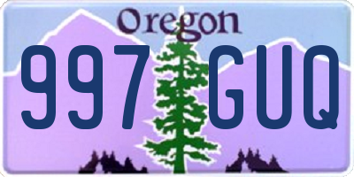 OR license plate 997GUQ