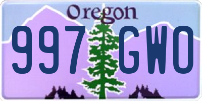 OR license plate 997GWO