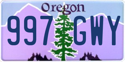 OR license plate 997GWY