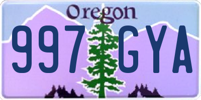 OR license plate 997GYA