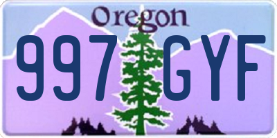OR license plate 997GYF