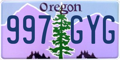 OR license plate 997GYG