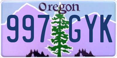 OR license plate 997GYK