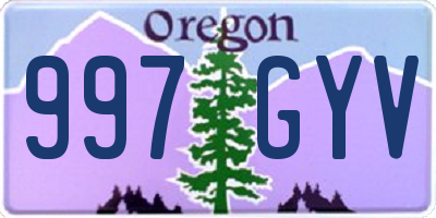 OR license plate 997GYV
