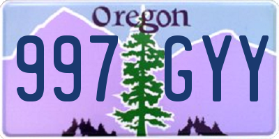 OR license plate 997GYY