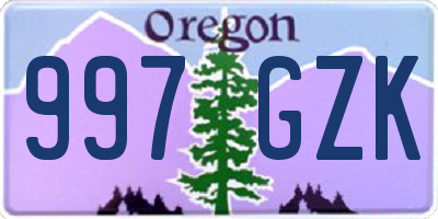 OR license plate 997GZK