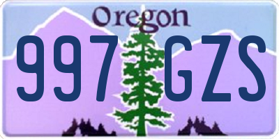 OR license plate 997GZS