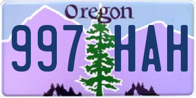 OR license plate 997HAH