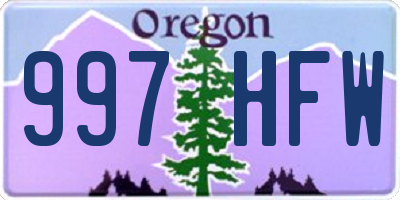 OR license plate 997HFW