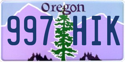 OR license plate 997HIK