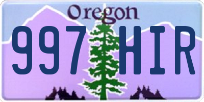 OR license plate 997HIR