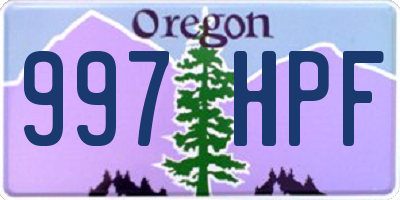 OR license plate 997HPF