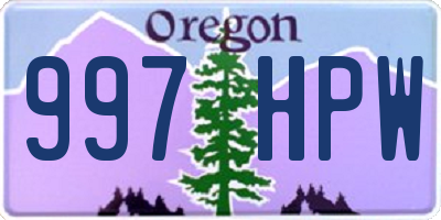 OR license plate 997HPW