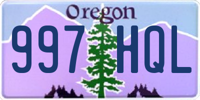 OR license plate 997HQL