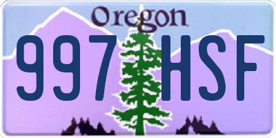 OR license plate 997HSF