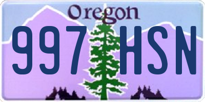 OR license plate 997HSN