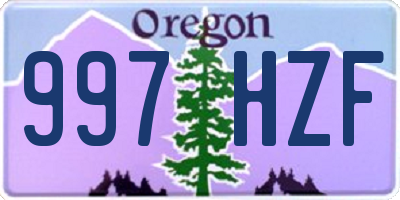OR license plate 997HZF