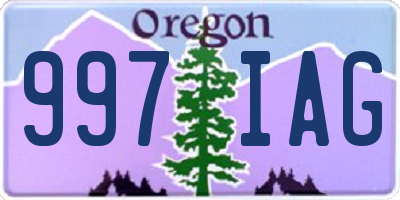 OR license plate 997IAG