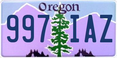 OR license plate 997IAZ