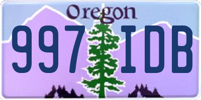 OR license plate 997IDB