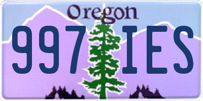 OR license plate 997IES