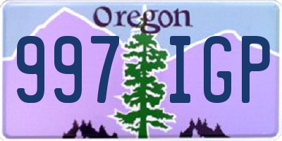 OR license plate 997IGP