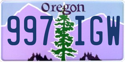 OR license plate 997IGW