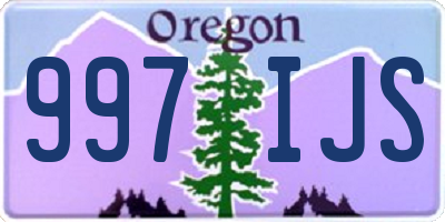 OR license plate 997IJS