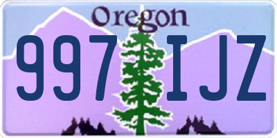 OR license plate 997IJZ