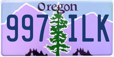 OR license plate 997ILK