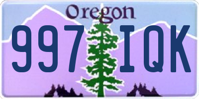 OR license plate 997IQK