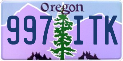 OR license plate 997ITK