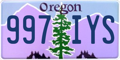 OR license plate 997IYS