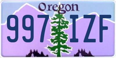 OR license plate 997IZF