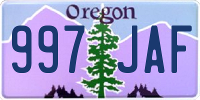 OR license plate 997JAF