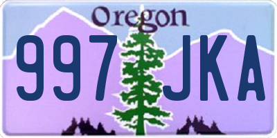 OR license plate 997JKA