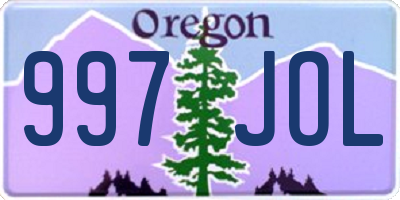 OR license plate 997JOL