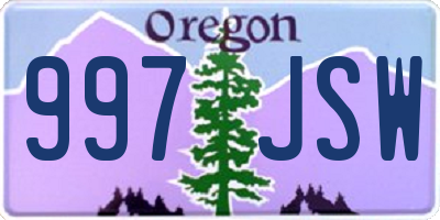 OR license plate 997JSW