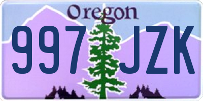 OR license plate 997JZK