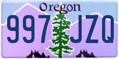 OR license plate 997JZQ