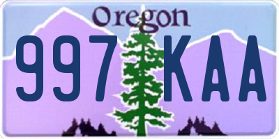 OR license plate 997KAA