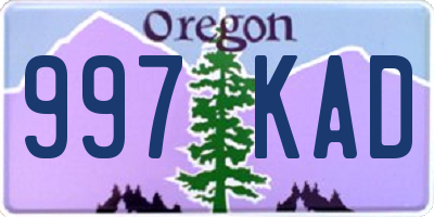 OR license plate 997KAD