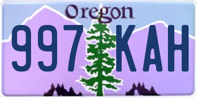 OR license plate 997KAH