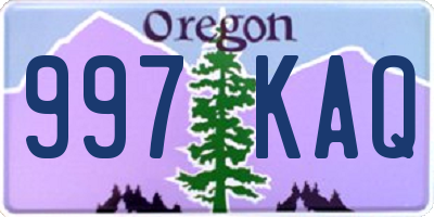 OR license plate 997KAQ