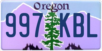OR license plate 997KBL