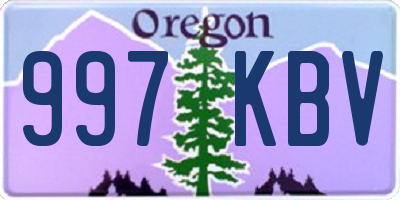 OR license plate 997KBV