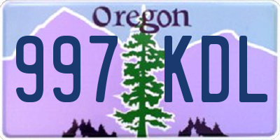 OR license plate 997KDL