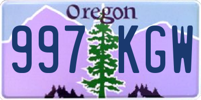 OR license plate 997KGW